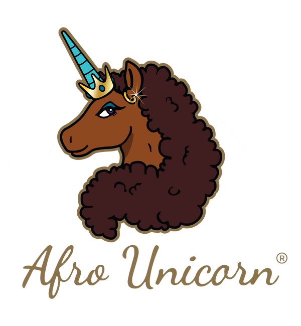 Afro Unicorn brandmark on a transparent background.