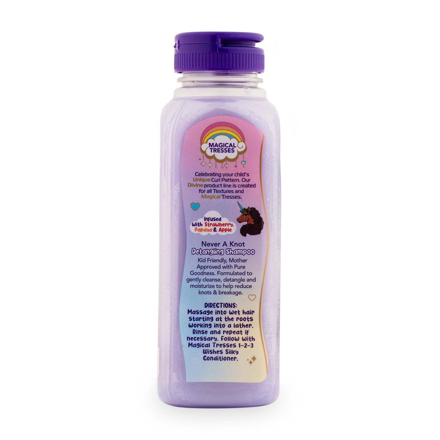 Afro Unicorn Never a Knot Detangling Shampoo side of product.