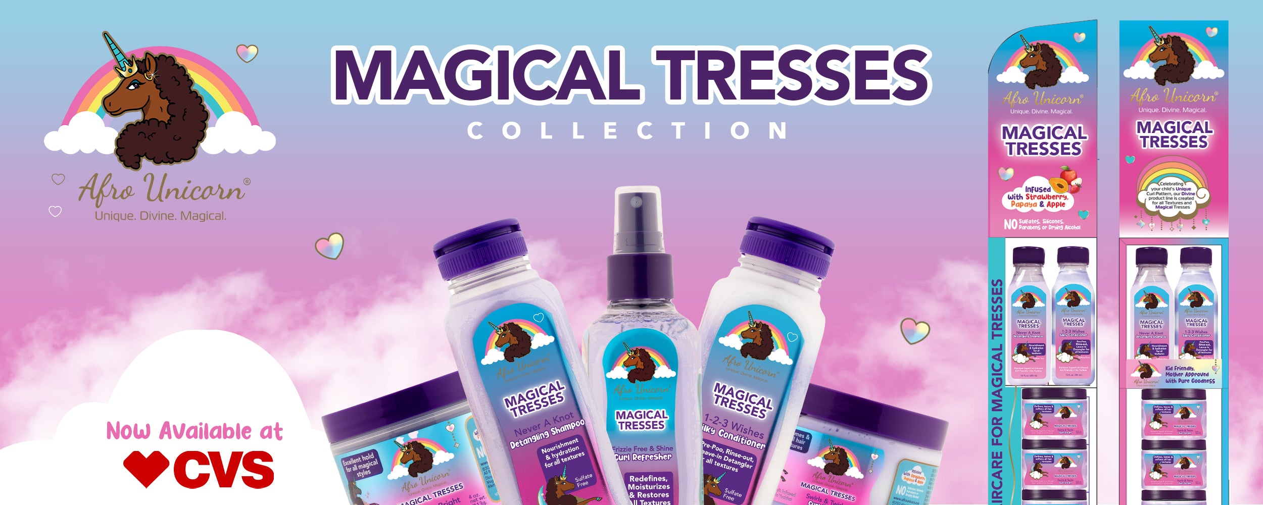 CVS banner image showing Afro Unicorn products.