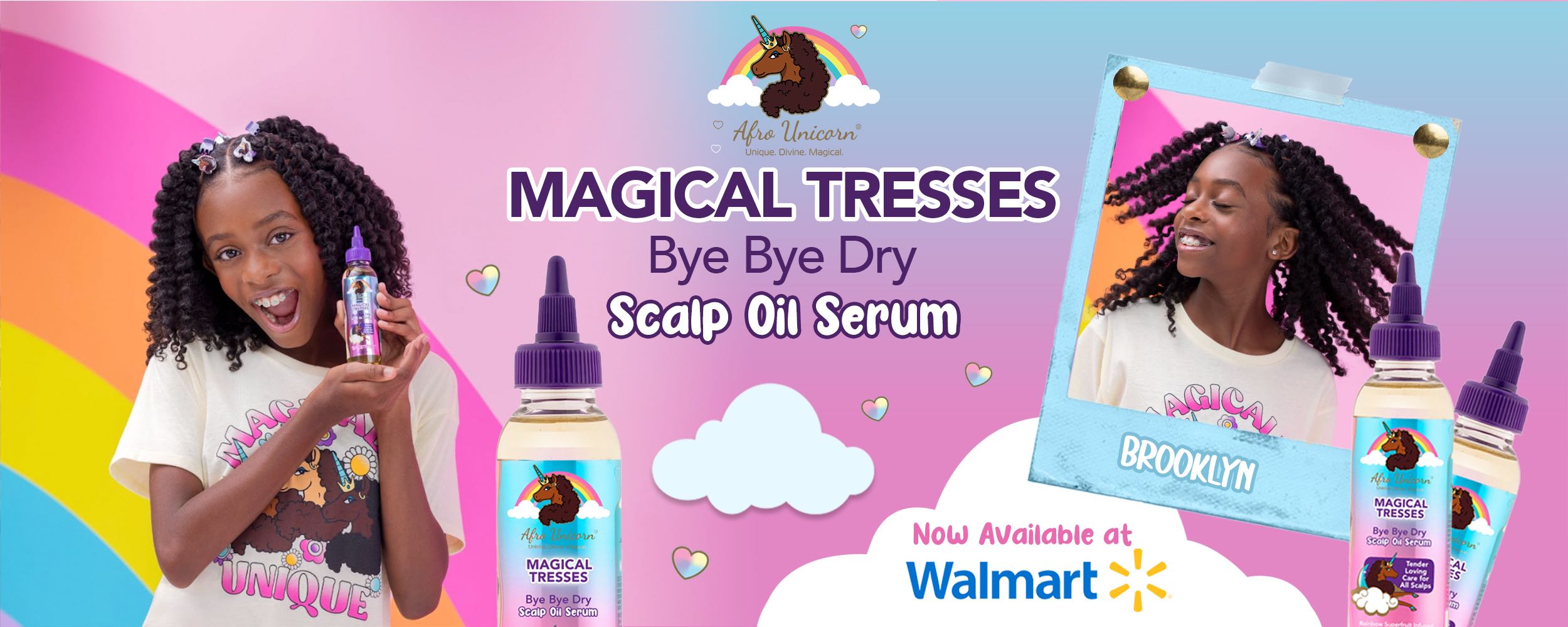 Banner image featuring Bye Bye Dry Scalp Oil Serum with a model.