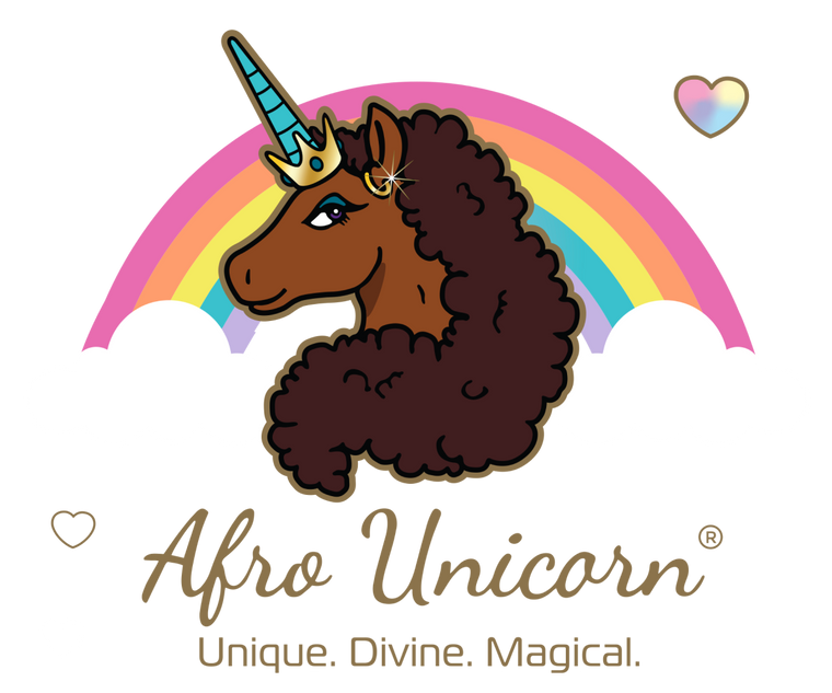 Afro Unicorn logo wide with subtitle text.