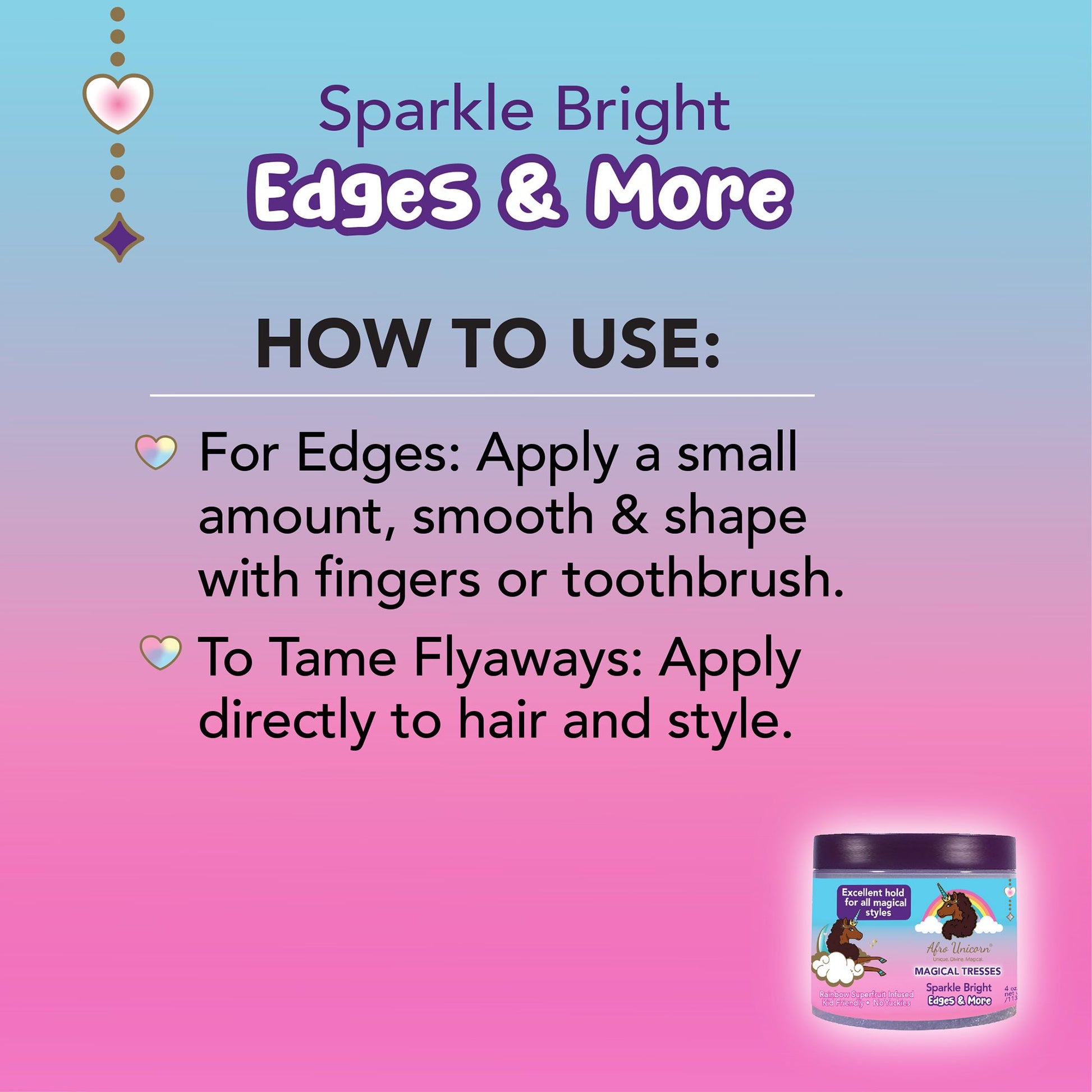 Afro Unicorn Sparkle Bright Edges & More how to use label.